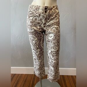 Women’s gap Y2K cropped cotton Brown and cream Paisley Print chinos size 4
